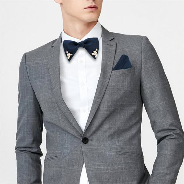 Pajarita con hojas doradas y azules Serenity para hombre