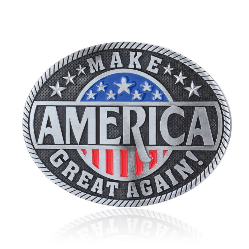Cinturón de cuero con hebilla Make America Great Again para hombre, hecho a mano