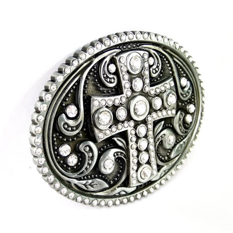 Cinturón de cuero con hebilla cruzada de diamantes de imitación de cristal para hombre