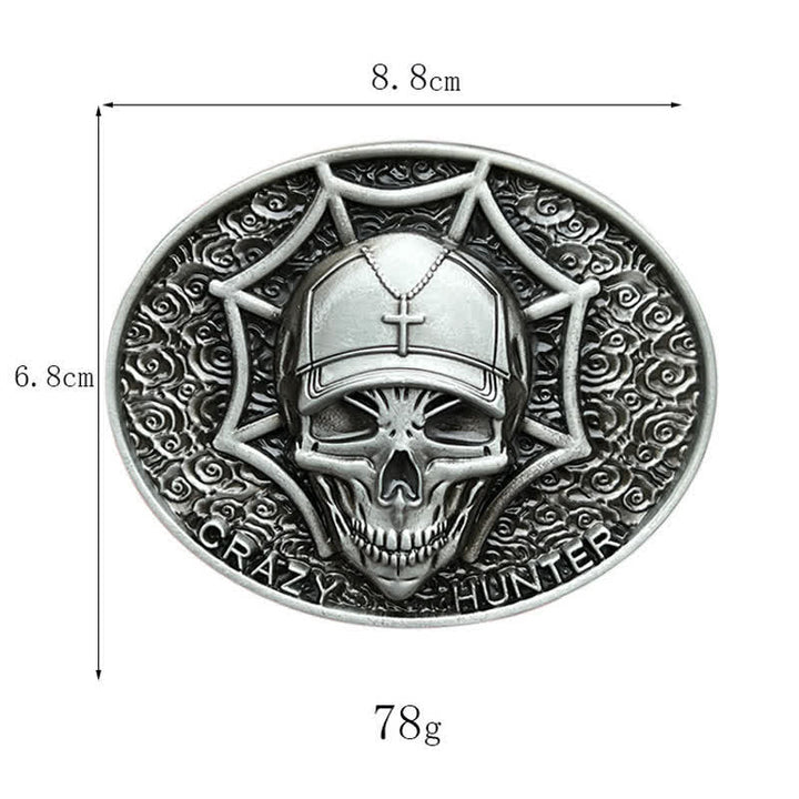 Cinturón de cuero con hebilla de calavera Crazy Hunter para hombre hecho a mano