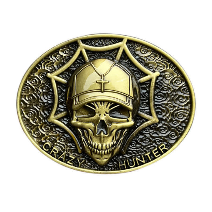 Cinturón de cuero con hebilla de calavera Crazy Hunter para hombre hecho a mano