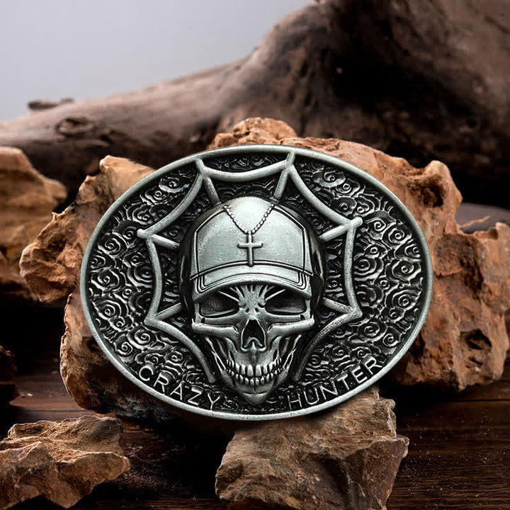 Cinturón de cuero con hebilla de calavera Crazy Hunter para hombre hecho a mano