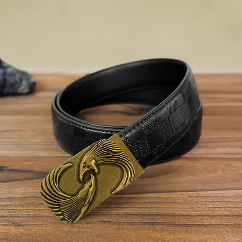 Cinturón de cuero con hebilla automática Double Eagles para hombre, hecho a mano