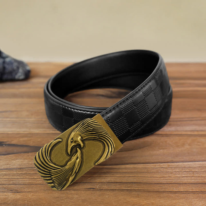 Cinturón de cuero con hebilla automática Double Eagles para hombre, hecho a mano