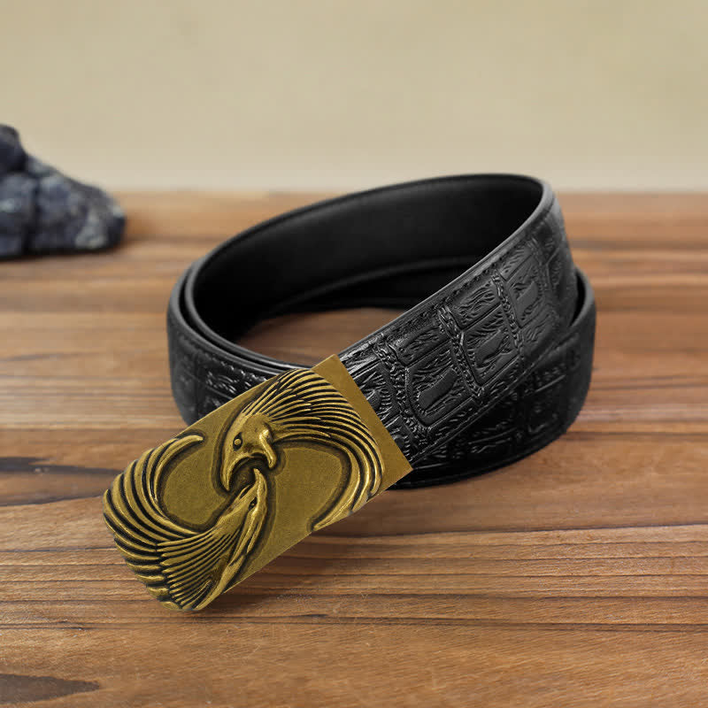 Cinturón de cuero con hebilla automática Double Eagles para hombre, hecho a mano