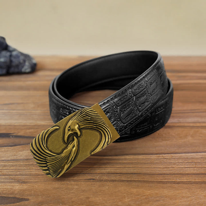 Cinturón de cuero con hebilla automática Double Eagles para hombre, hecho a mano