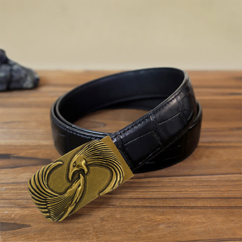 Cinturón de cuero con hebilla automática Double Eagles para hombre, hecho a mano
