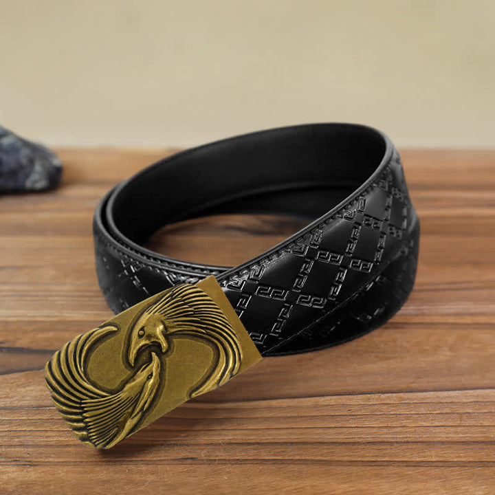 Cinturón de cuero con hebilla automática Double Eagles para hombre, hecho a mano