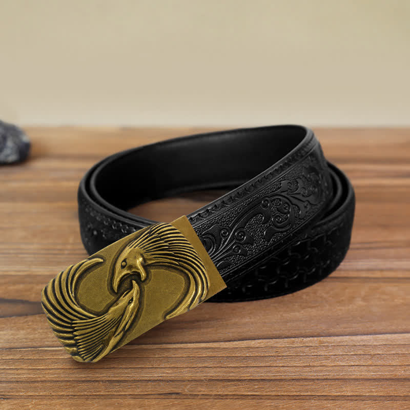 Cinturón de cuero con hebilla automática Double Eagles para hombre, hecho a mano