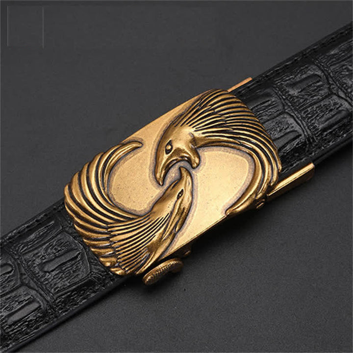 Cinturón de cuero con hebilla automática Double Eagles para hombre, hecho a mano