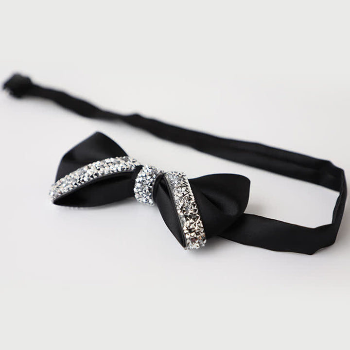 Pajarita de boda con brillantes diamantes de imitación para hombre