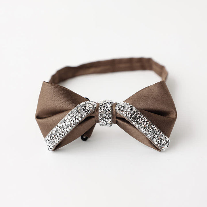 Pajarita de boda con brillantes diamantes de imitación para hombre