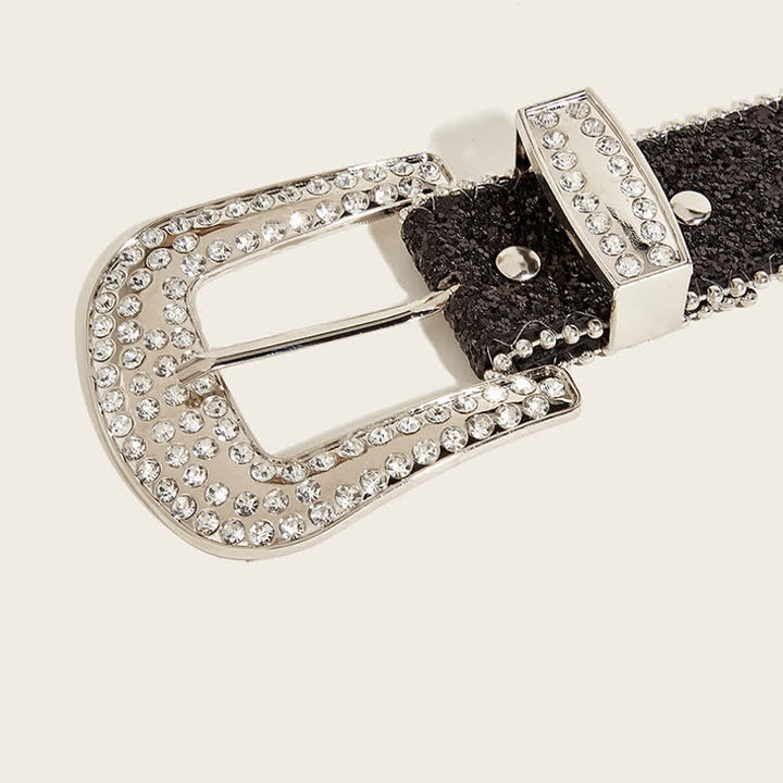 Cinturón de piel Y2k con brillantes diamantes artificiales para mujer