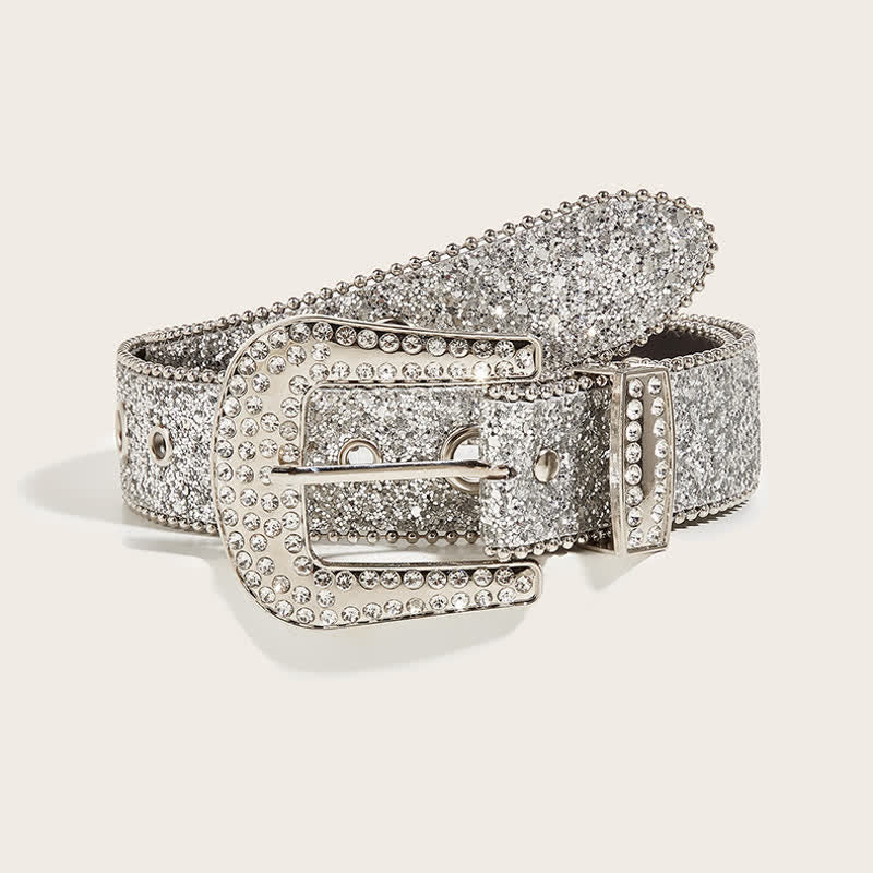 Cinturón de piel Y2k con brillantes diamantes artificiales para mujer