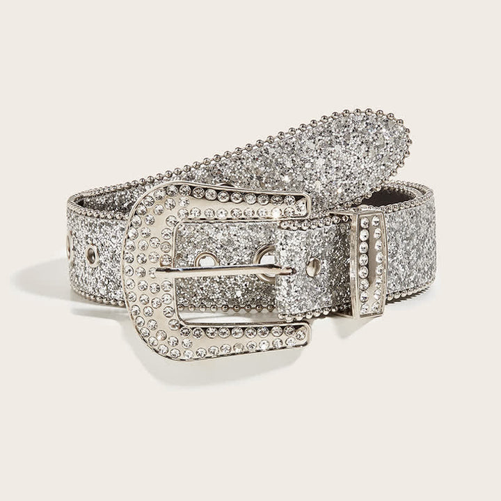 Cinturón de piel Y2k con brillantes diamantes artificiales para mujer
