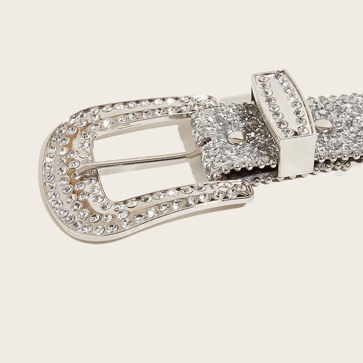 Cinturón de piel Y2k con brillantes diamantes artificiales para mujer