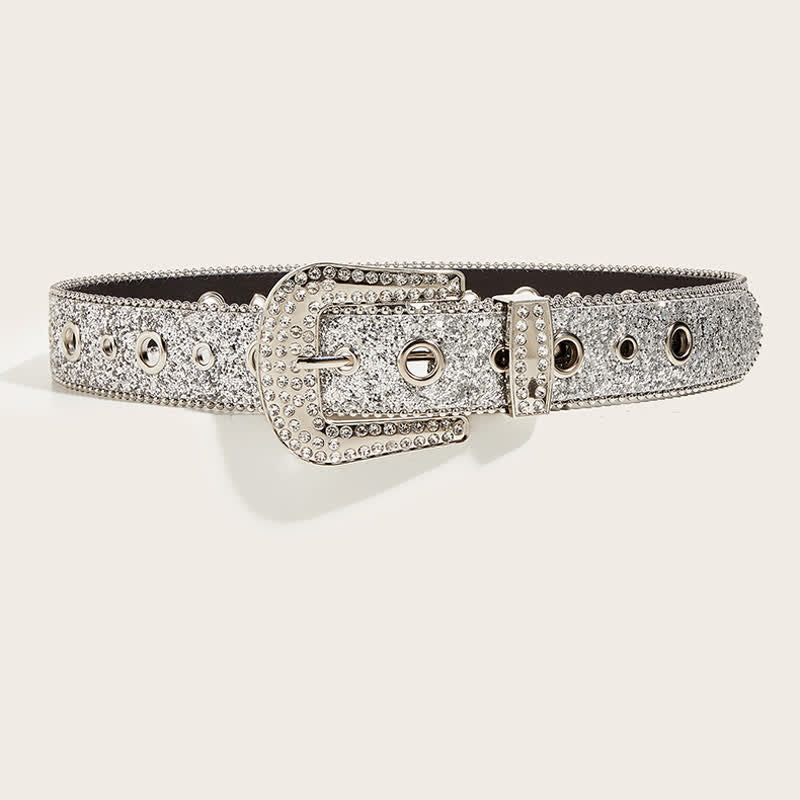 Cinturón de piel Y2k con brillantes diamantes artificiales para mujer