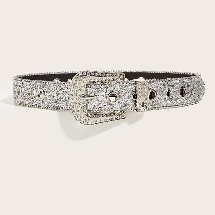 Cinturón de piel Y2k con brillantes diamantes artificiales para mujer