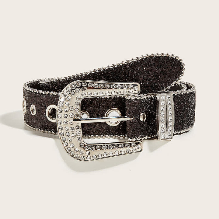 Cinturón de piel Y2k con brillantes diamantes artificiales para mujer