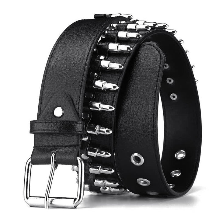 Cinturón de cuero con tachuelas y remaches de balas de punk rock negras