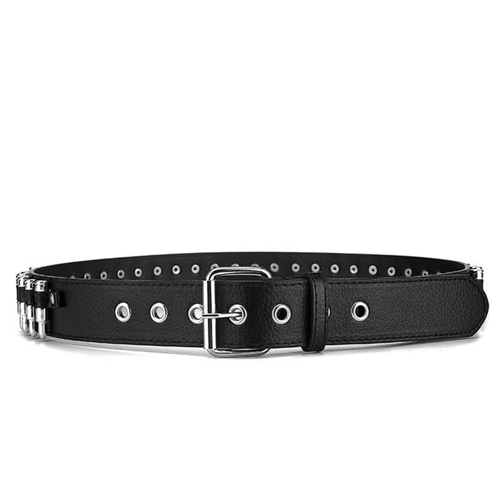 Cinturón de cuero con tachuelas y remaches de balas de punk rock negras