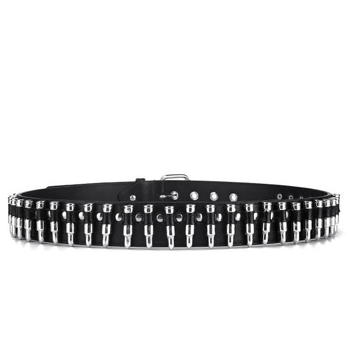 Cinturón de cuero con tachuelas y remaches de balas de punk rock negras