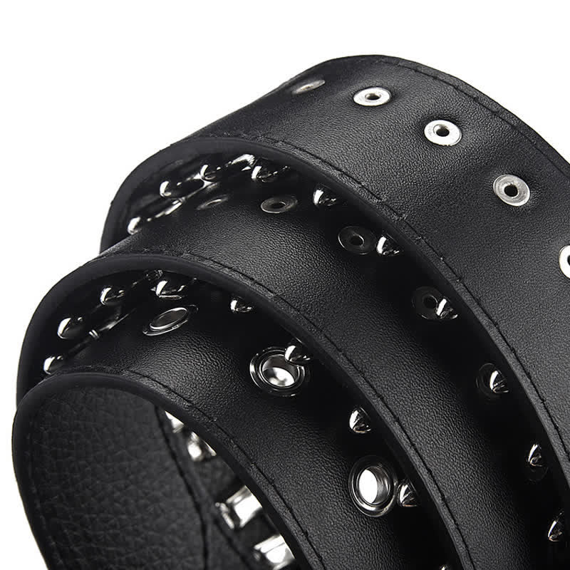 Cinturón de cuero con tachuelas y remaches de balas de punk rock negras