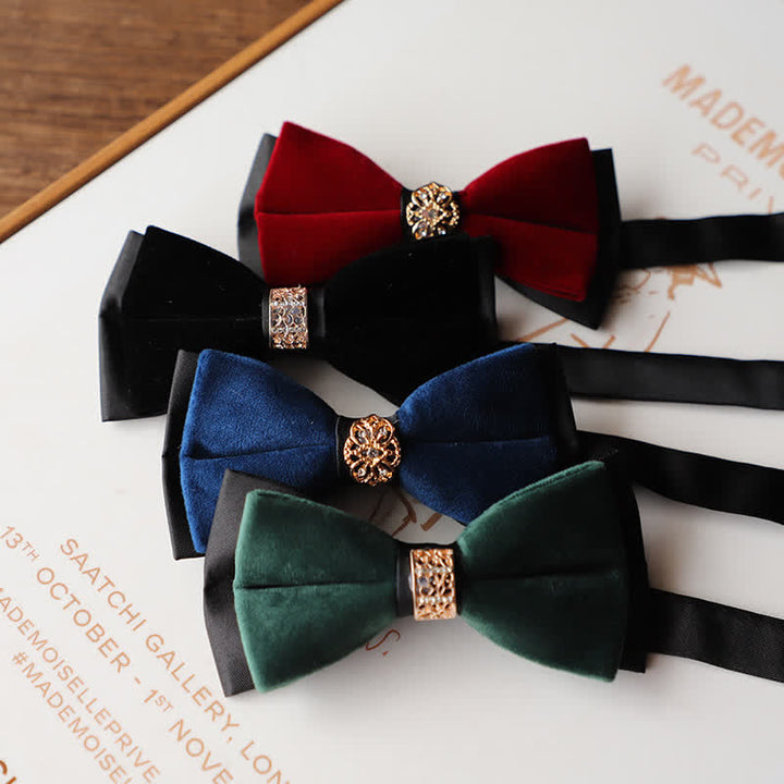 Pajarita de boda de lujo con incrustaciones de diamantes de imitación de terciopelo para hombre