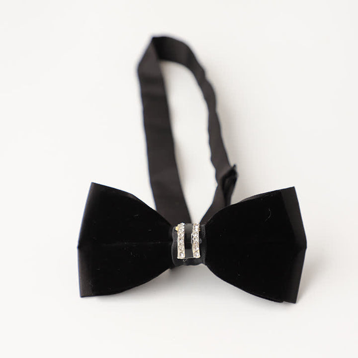 Pajarita de boda de lujo con incrustaciones de diamantes de imitación de terciopelo para hombre