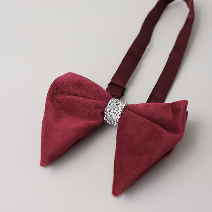 Pajarita de terciopelo de gran tamaño con diamantes de imitación para hombre