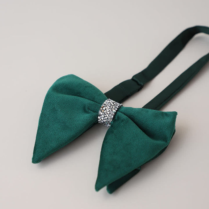 Pajarita de terciopelo de gran tamaño con diamantes de imitación para hombre