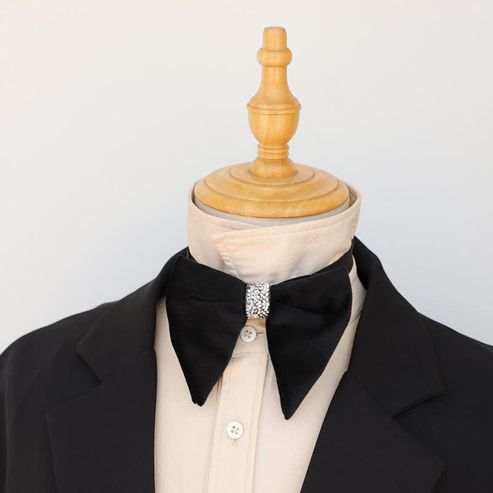 Pajarita de terciopelo de gran tamaño con diamantes de imitación para hombre
