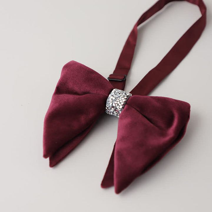 Pajarita de terciopelo de gran tamaño con diamantes de imitación para hombre