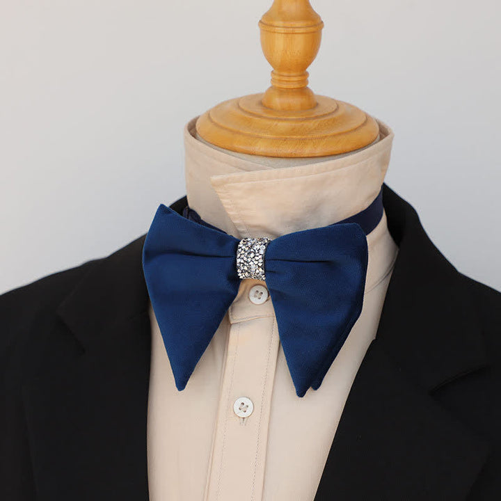 Pajarita de terciopelo de gran tamaño con diamantes de imitación para hombre