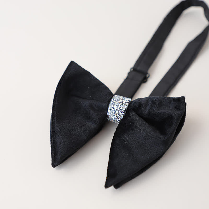 Pajarita de terciopelo de gran tamaño con diamantes de imitación para hombre