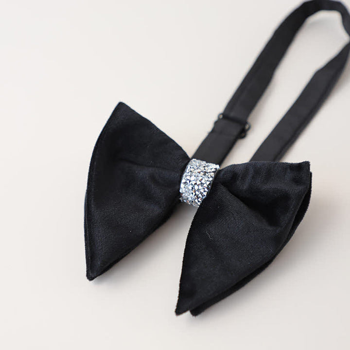 Pajarita de terciopelo de gran tamaño con diamantes de imitación para hombre
