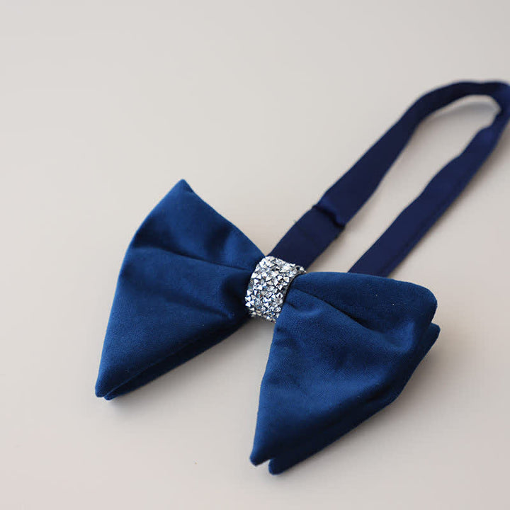 Pajarita de terciopelo de gran tamaño con diamantes de imitación para hombre