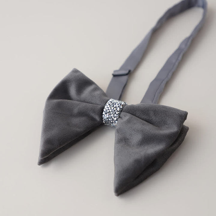 Pajarita de terciopelo de gran tamaño con diamantes de imitación para hombre
