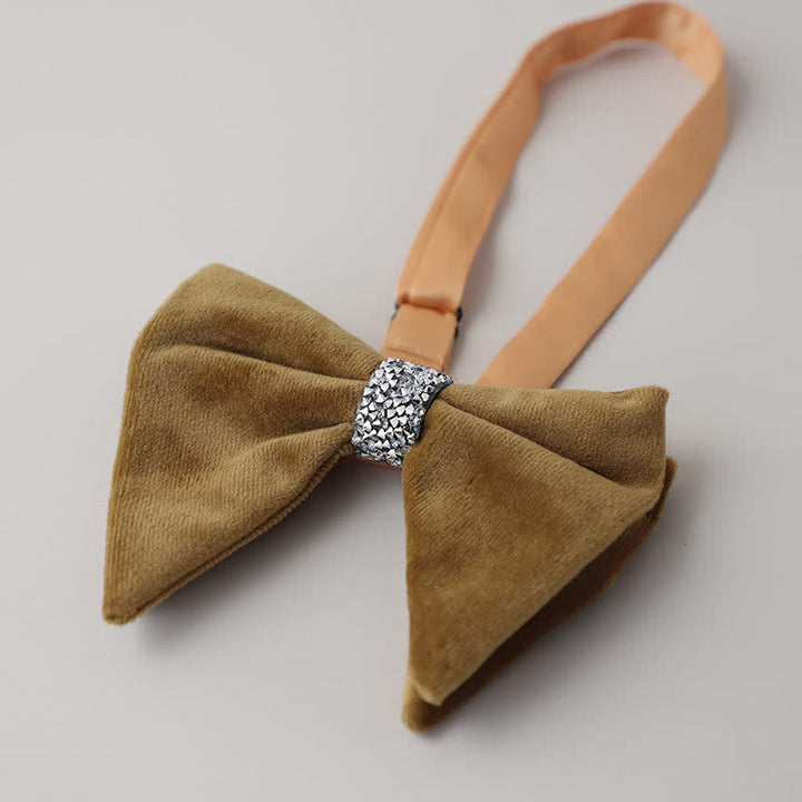 Pajarita de terciopelo de gran tamaño con diamantes de imitación para hombre