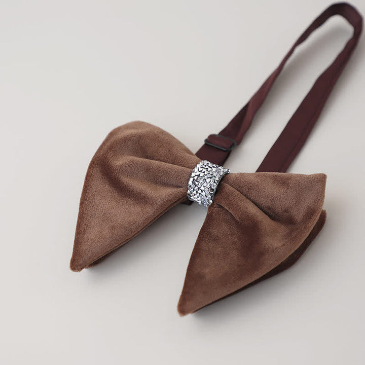 Pajarita de terciopelo de gran tamaño con diamantes de imitación para hombre