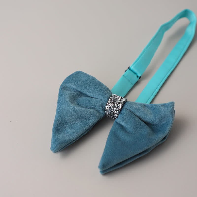 Pajarita de terciopelo de gran tamaño con diamantes de imitación para hombre