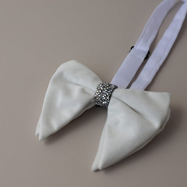 Pajarita de terciopelo de gran tamaño con diamantes de imitación para hombre