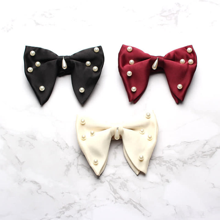 Pajarita elegante de gran tamaño con perlas y punta para hombre