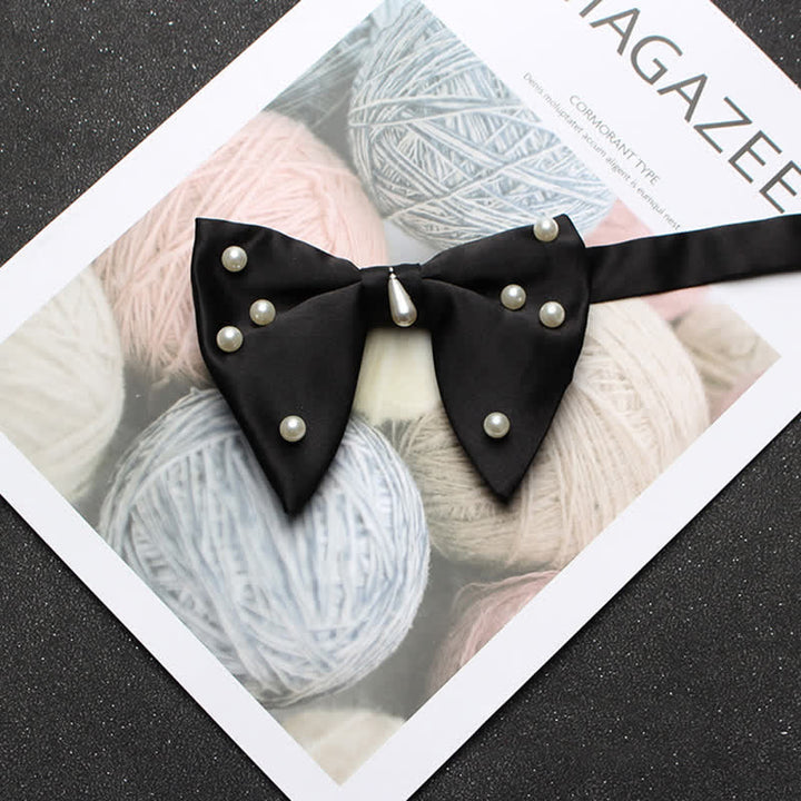 Pajarita elegante de gran tamaño con perlas y punta para hombre