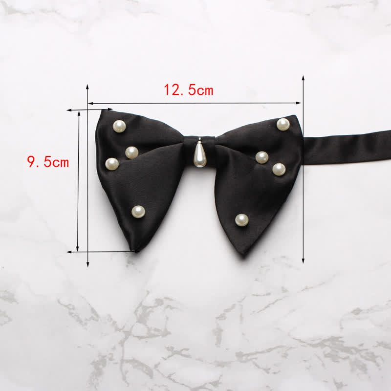Pajarita elegante de gran tamaño con perlas y punta para hombre
