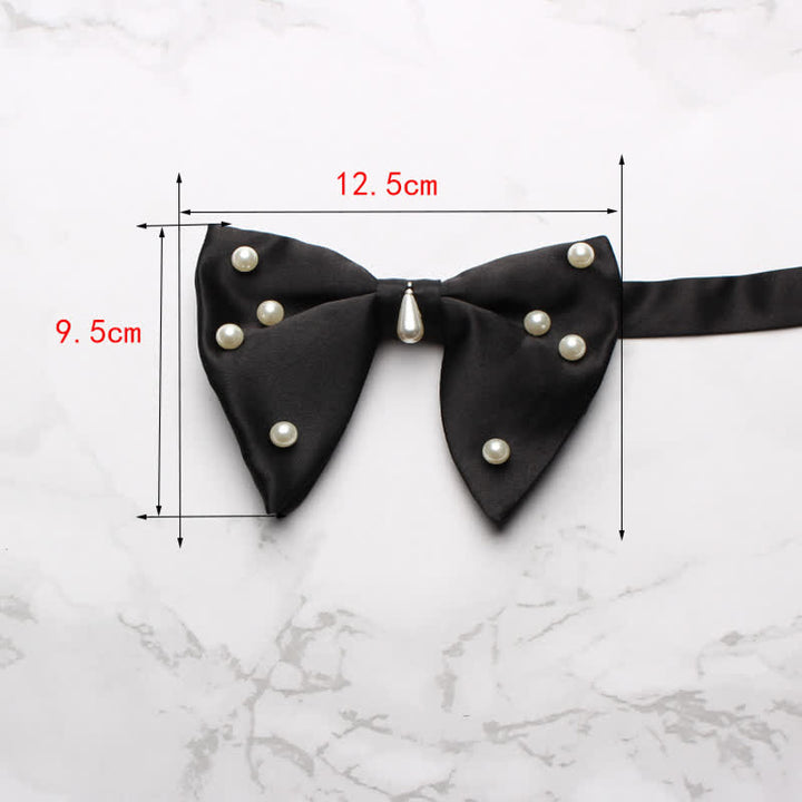 Pajarita elegante de gran tamaño con perlas y punta para hombre