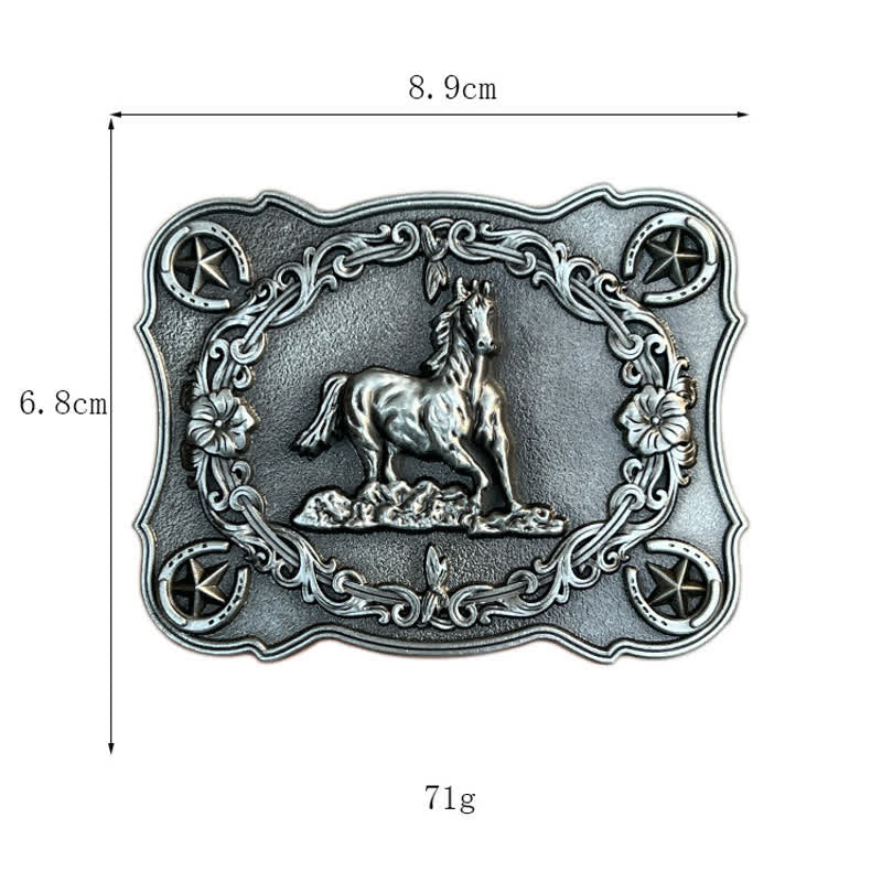 Cinturón de cuero con hebilla de caballo salvaje para hombre, hecho a mano