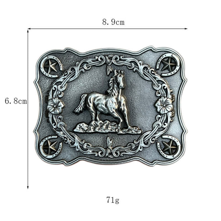 Cinturón de cuero con hebilla de caballo salvaje para hombre, hecho a mano