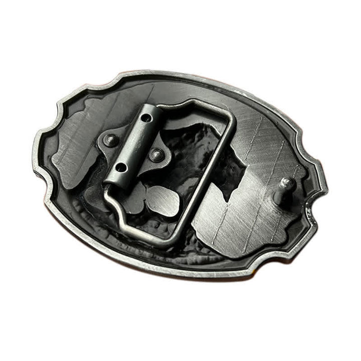 Cinturón de cuero con hebilla esmaltada de oso polar para hombre hecho a mano