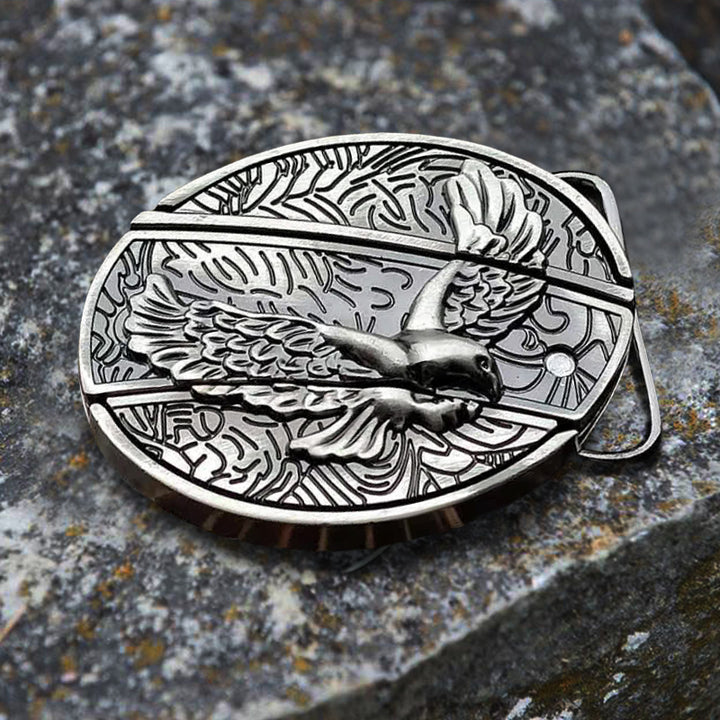 Cinturón de cuero con cuchillo plegable oculto Soaring Eagle para hombre